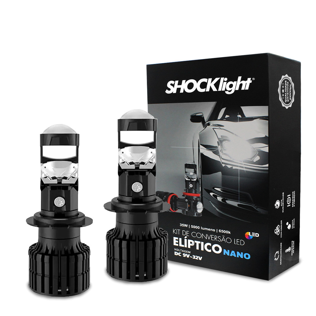 Kit Lampada de Led H4 Nano 6500k 5000 Lumens 35w Projetor Elíptico