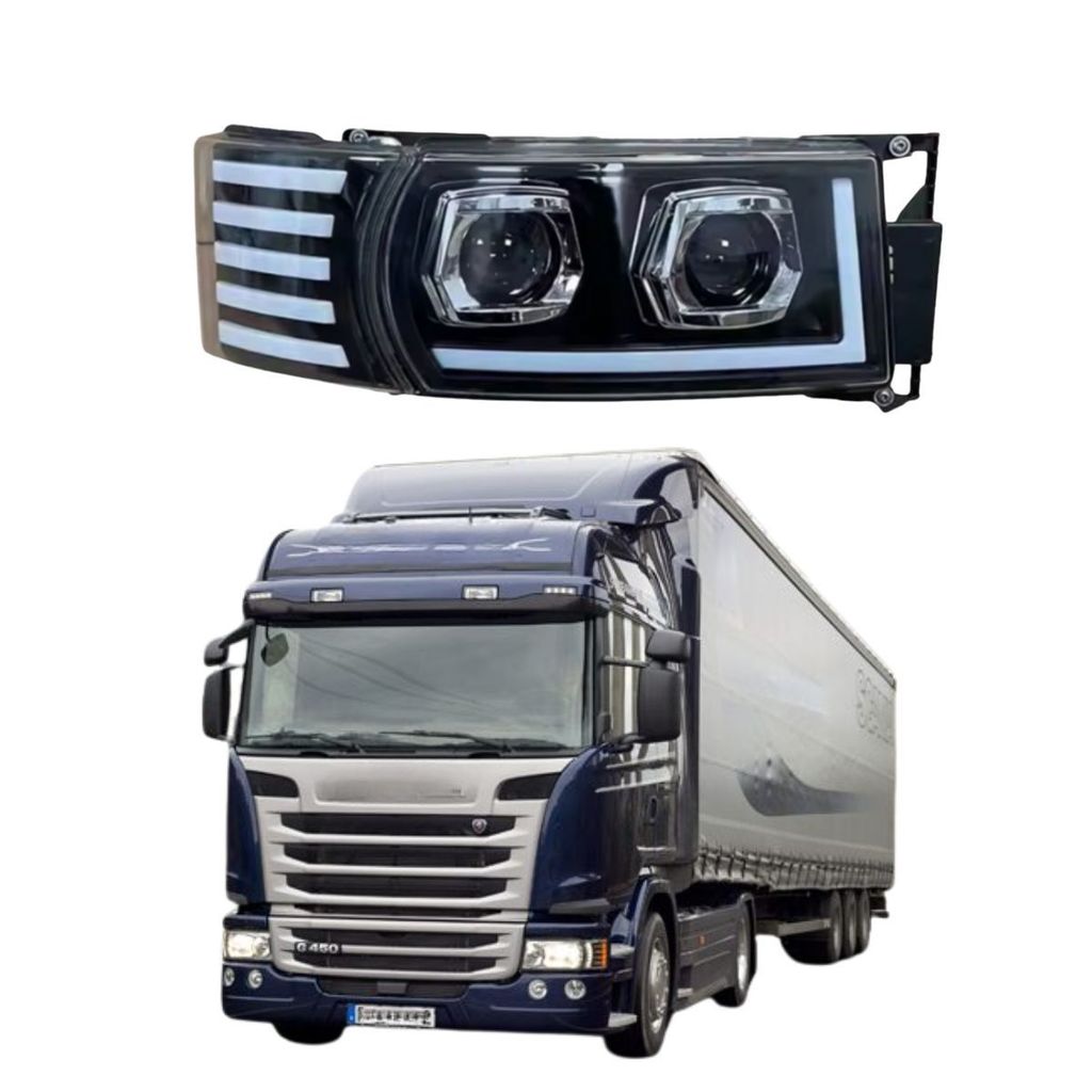 FAROL PRINCIPAL PARA SCANIA SÉRIE 4/5 PGR FULL LED C/ PISCA SEQUENCIAL DRL DUPLO PROJETOR - DIREITO