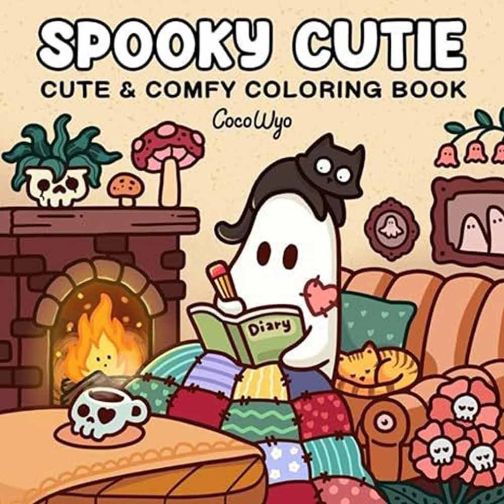 Spooky Cutie Coloring Book Cute Gothic Ghost Mushroom Skull Illustrations Stress Relief Art Book