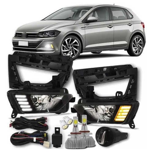 Kit Farol Milha Polo / Virtus C/ Drl Seta + Kit Super Led 6000k