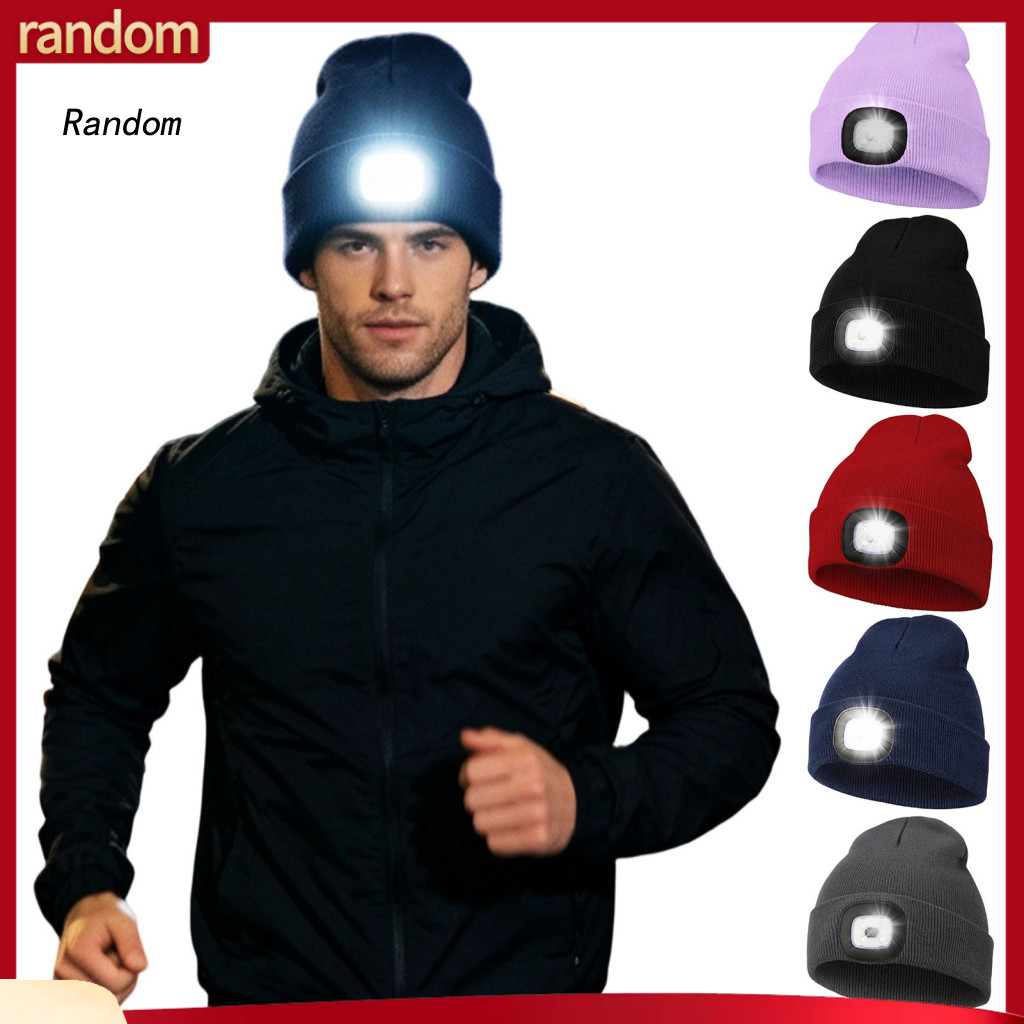 Rechargeable Led Hat Warm Windproof Skull Cap Light Usb Knitted Unisex Headlamp Beanie for Men Women Outdoor Winter Gear