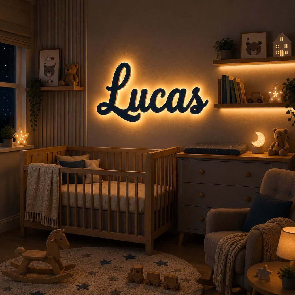 Nome Para Quarto Criança Personalizado Com Led Personalize