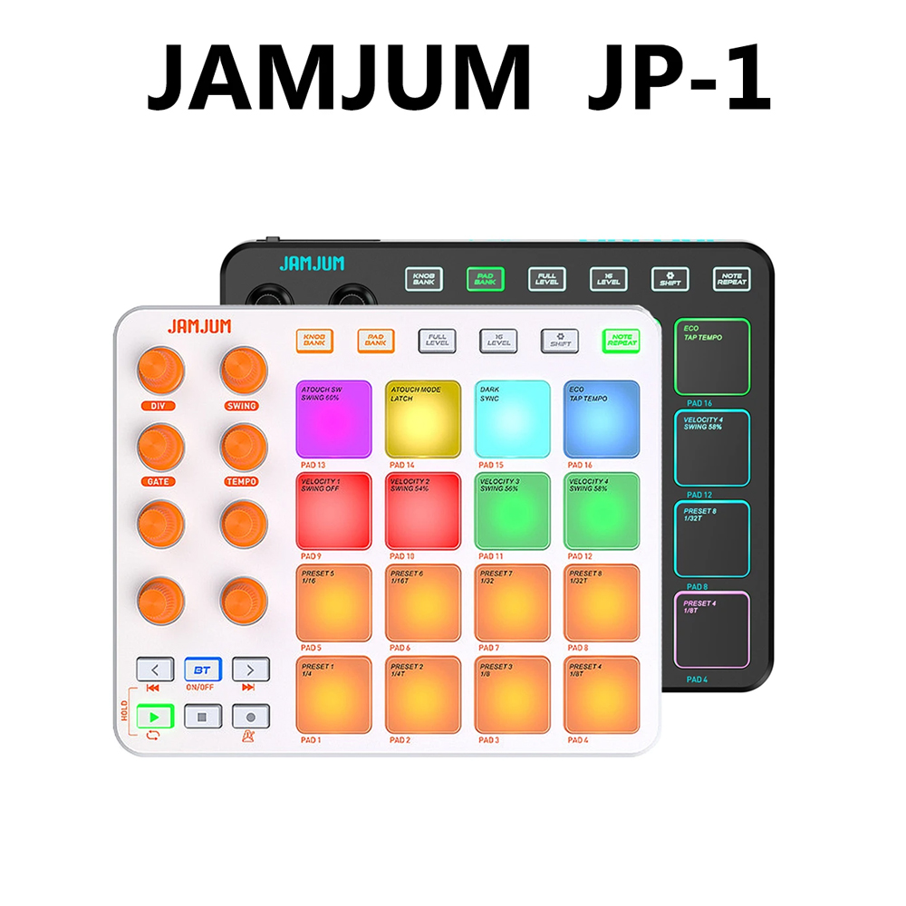 JAMJUM JP 1 Controlador MIDI Sem Fio Bluetooth Pad Beat Maker Máquina RGB Drum De Produção De Música Portátil Bateria Em