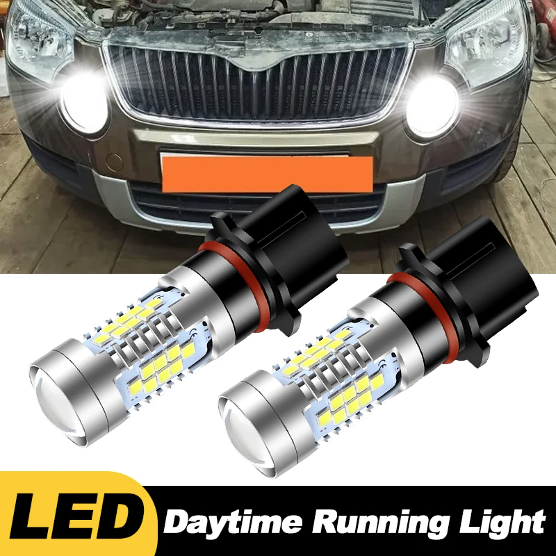 2Pçs Canbus P13W LED Luz Nevoeiro Luz condução Diurna DRL Para Skoda Yeti 5L Ford Mustang 15-17 Toyota Highlander Kluger