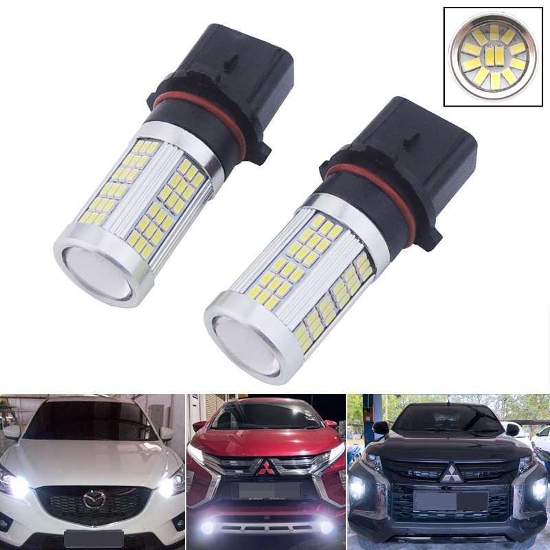 2 Pcs P13W 102-SMD LED DRL Lâmpada De Nevoeiro Lâmpadas Diurnas Para Audi A4 Q5 Skoda Mazda CX5 Mitsubishi Triton Xpande