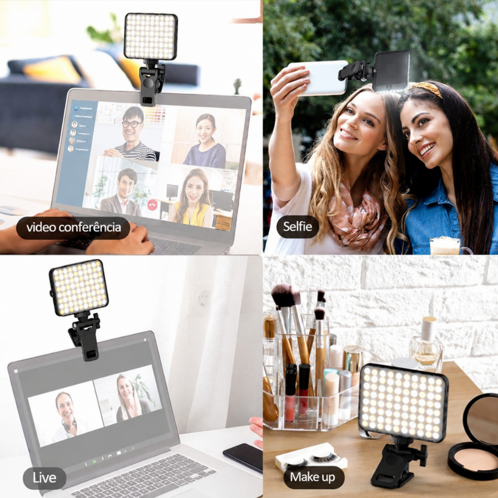 Luz LED RGB KAPBOM KA-5445 5W Recarregável para Fotos Vídeos Lives