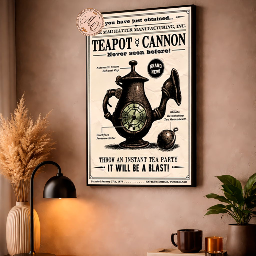 Quadro Decorativo Casa Quarto Jogo Alice Madness Return Teapot Cannon Varios Tamanhos Modelos 1 Peça