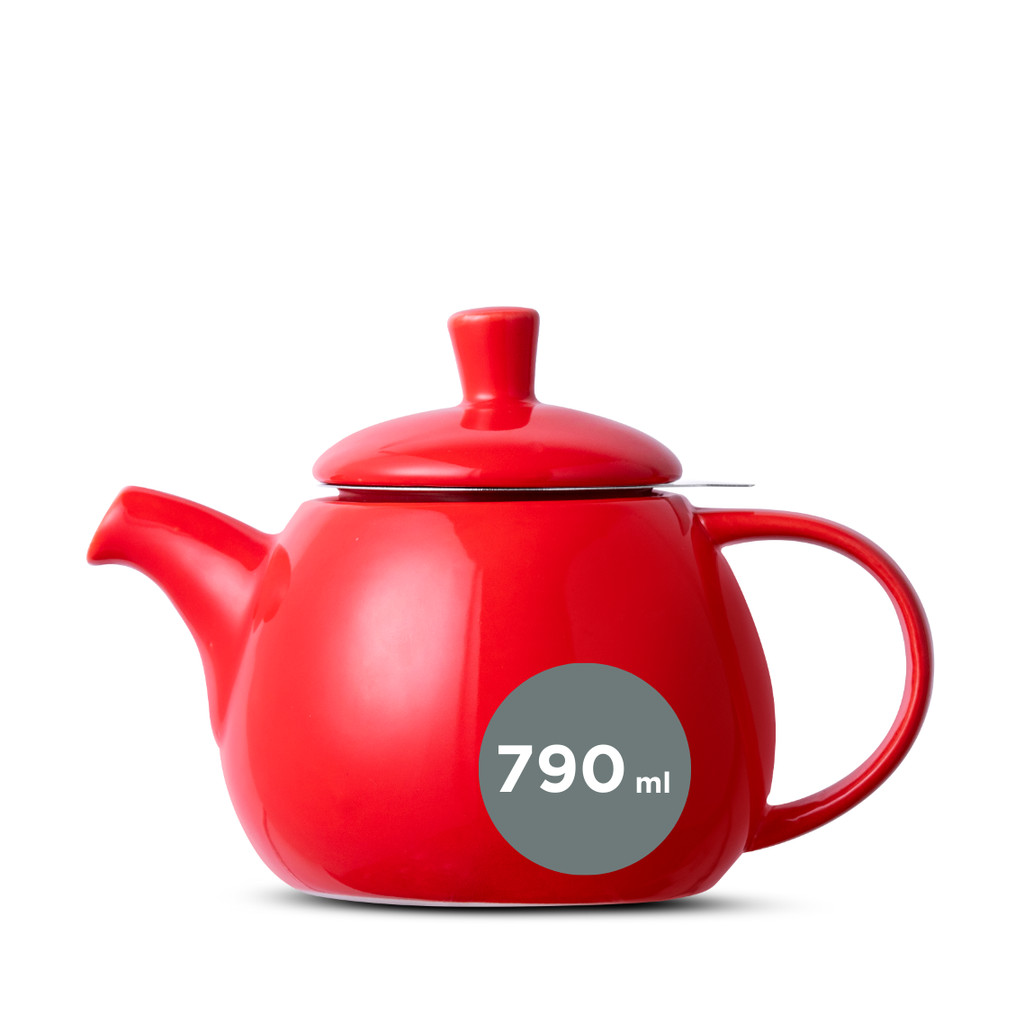 Bule de Chá de Cerâmica com Infusor Egg Duo Teapot Moncloa Vermelho 790ml