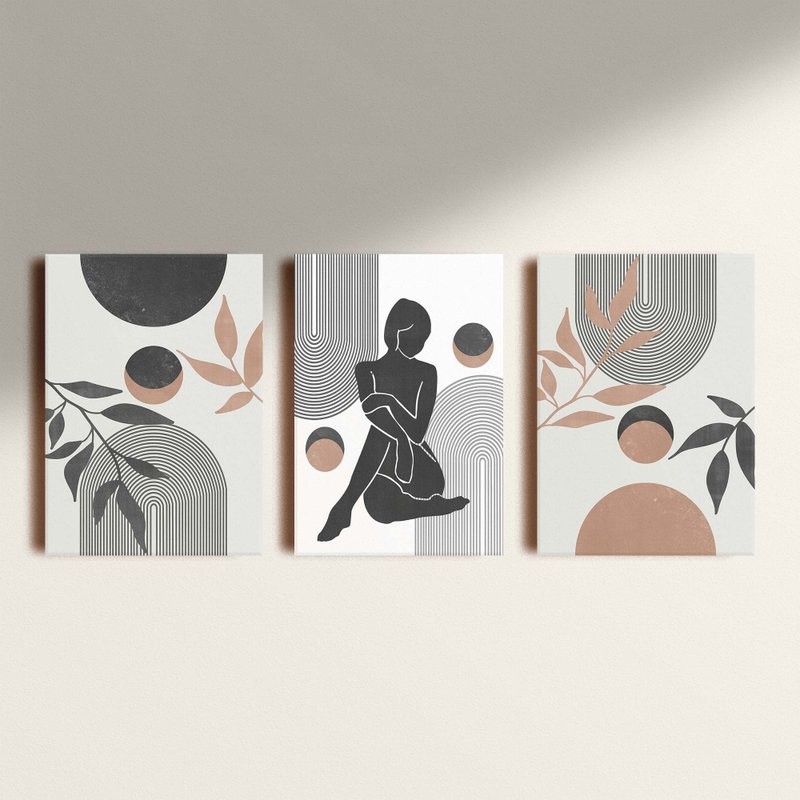 Kit Quadros Decorativo DRILL  3 peças 20X28 mdf alta qualidade