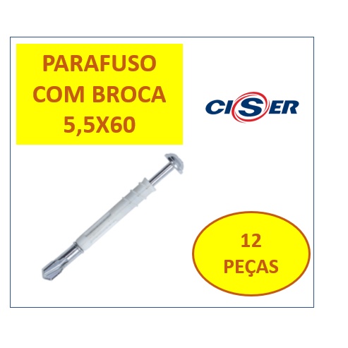 PARAFUSO DRY WALL CAB/PANELA PONTA BROCA BUCHA 5,5X60 12 pçs