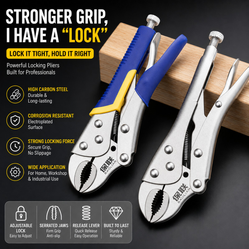 Heavy Duty C-Clamp Locking Pliers Industrial Grade Multifuncional Redonda Jaw Vise Grip com Rápido R