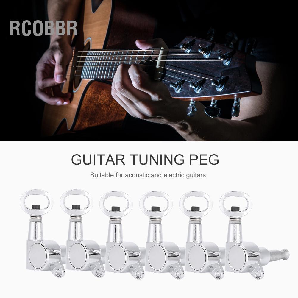 Rcobbr Mingzhe LOCKING GUITAR TUNING PEGS CHAVES DURÁVEIS PARA MONTAGEM FÁCIL ELÉTRICA ACÚSTICA (6 à direita)