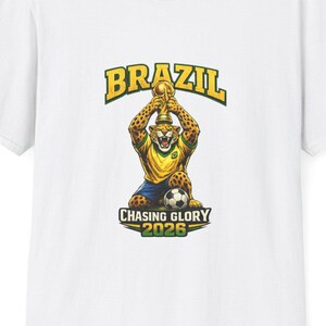 Camiseta Masculina Feminina Oversized Estampa Onça Brasil Taça Copa do Mundo 2026 Chasing Glory Camiseta Streetwear