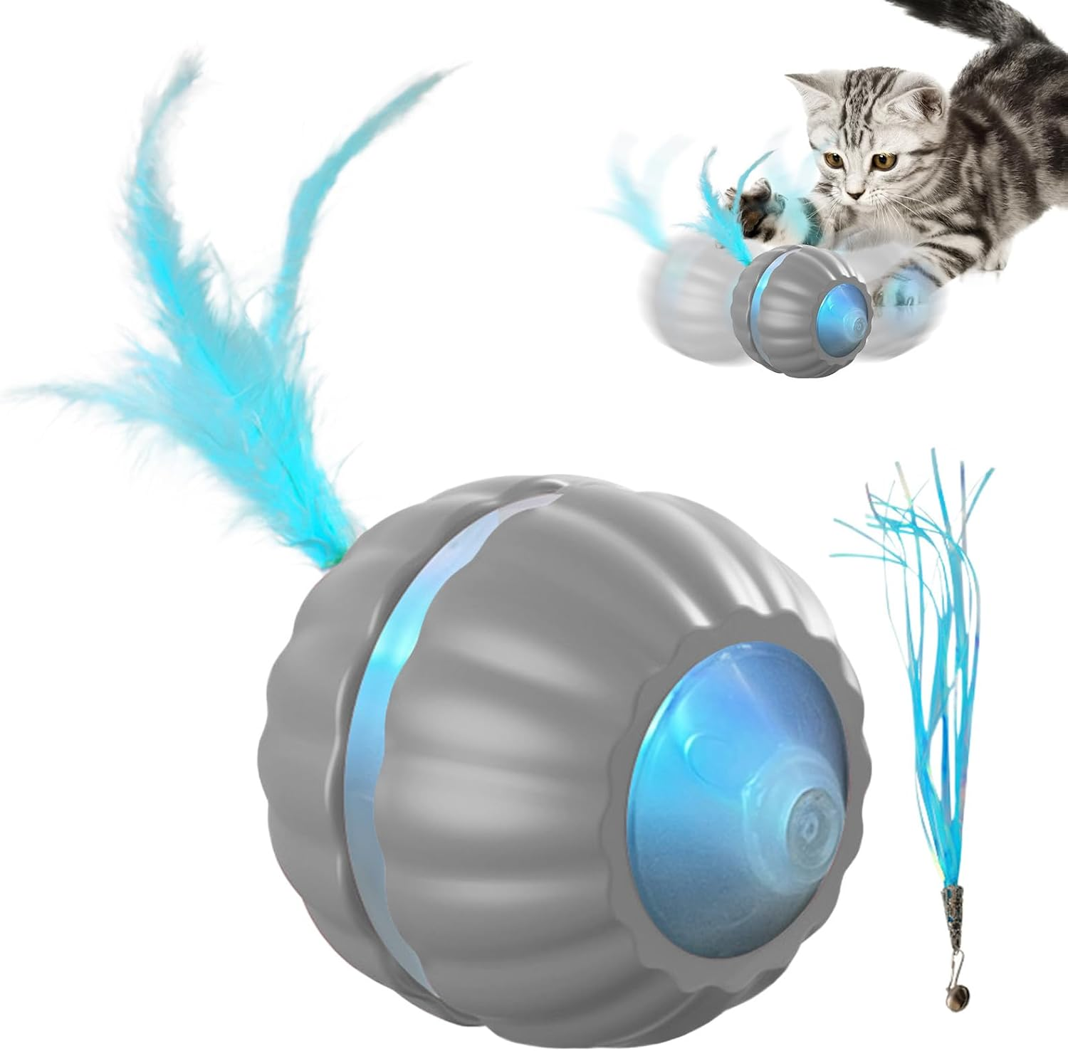 Luz LED P08 Smart Interactive Para Cat Ball Auto Random Rolling Chasing Toy Gatinhos E Gatos Adultos