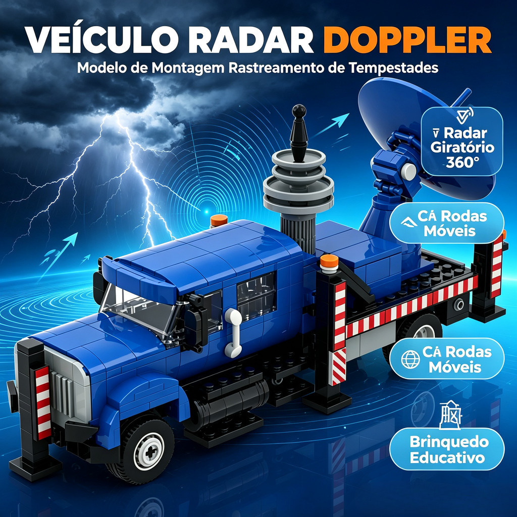 Dopler Radar Storm Chasing Car Building Blocks, modelo de coleção infantil