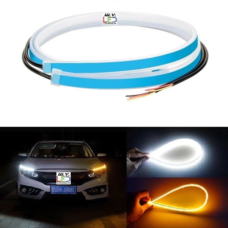 Barra Led 60cm Resinado Drl com Seta Sequencial 12v Todos Veículos com Efeito Scan (Não precisa Abrir o Farol)