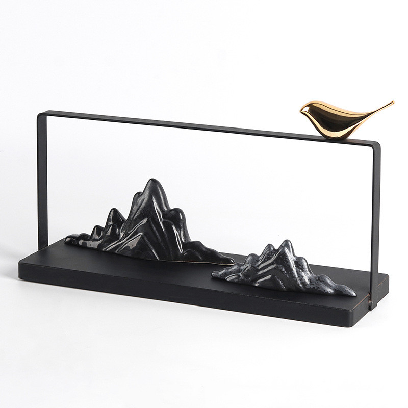 Modern New Chinese Style Mountain Landscape Ornament for Tea Room, Model House, Zen-Inspired Hotel, Entryway Tabletop Mi