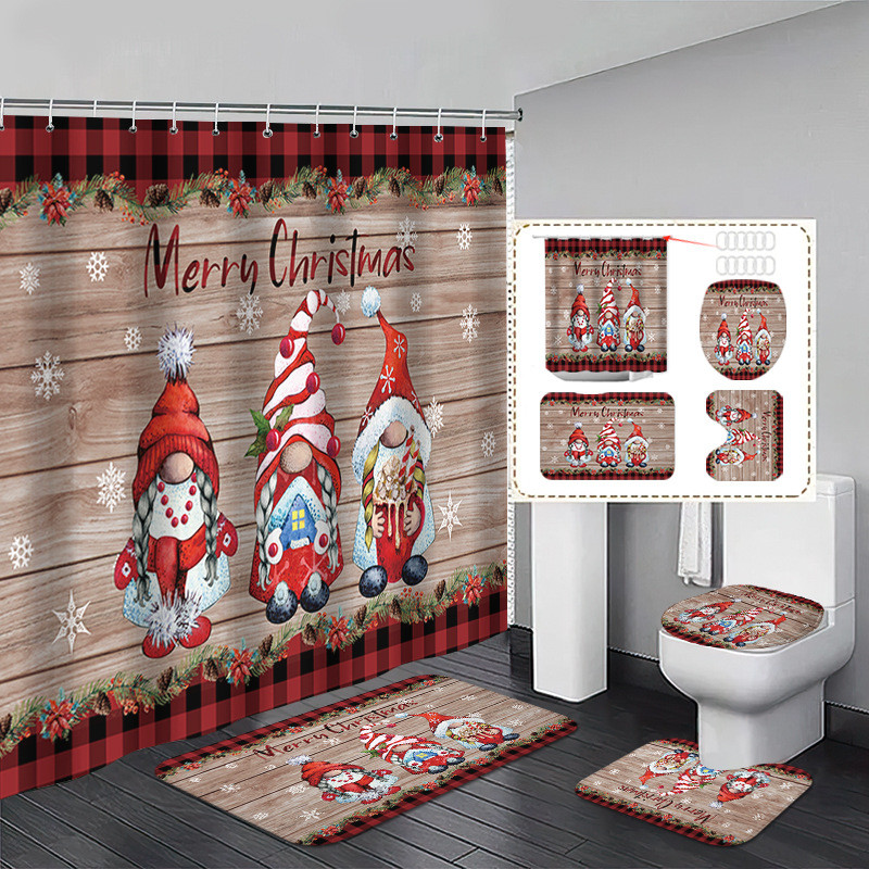 Shower Partition Non-slip Four-piece Set Bath Tent Bright Colors Toilet Cover Festive Atmosphere