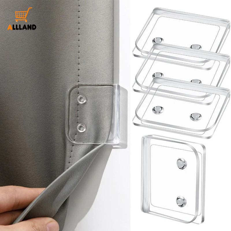 4 Pcs/Set Cortinas Autoadesivas De Parede Portáteis Fixas De Banho Com Grampo Antiderrapante Chuveiro Clipes À Prova De Vento
