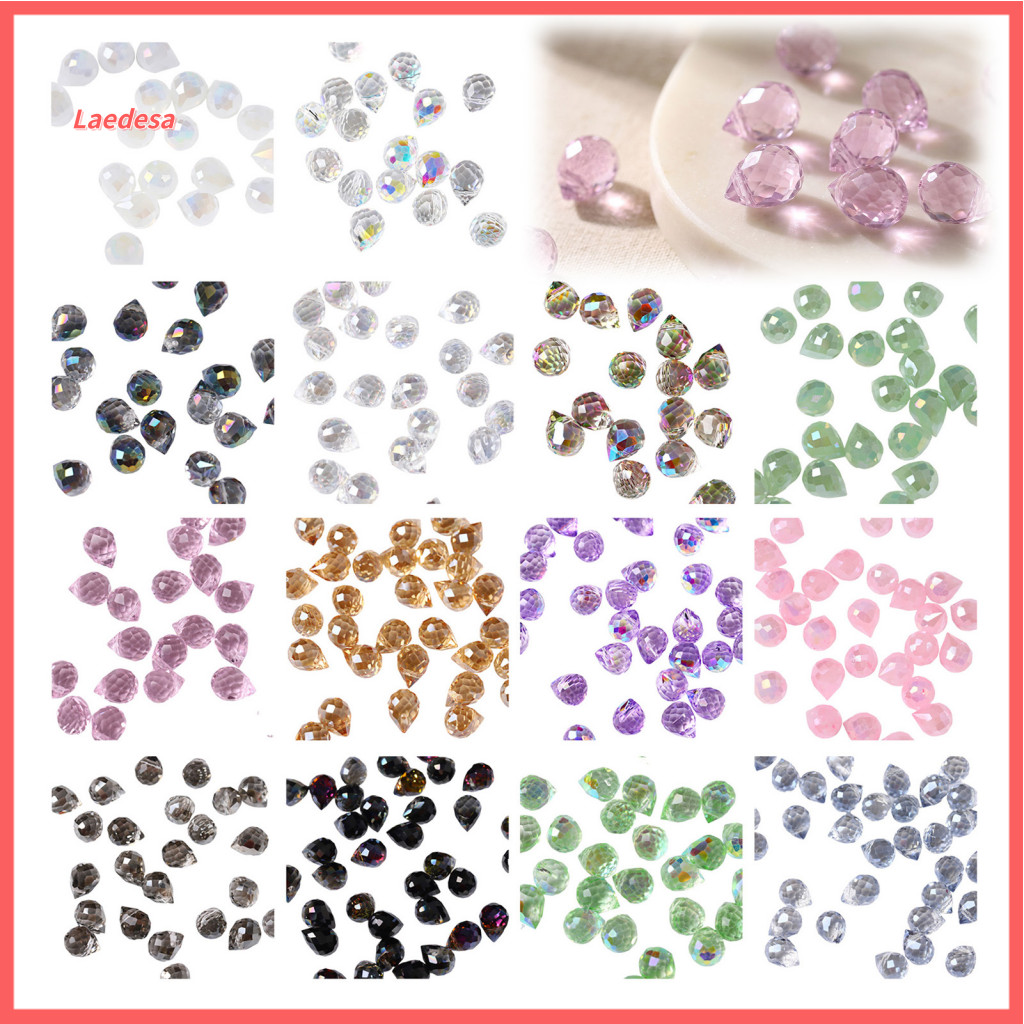 Glass Beads for Jewelry Making Faceted Teardrop Water Drop Spacer Top Drilled Loose for Diy – for Sun