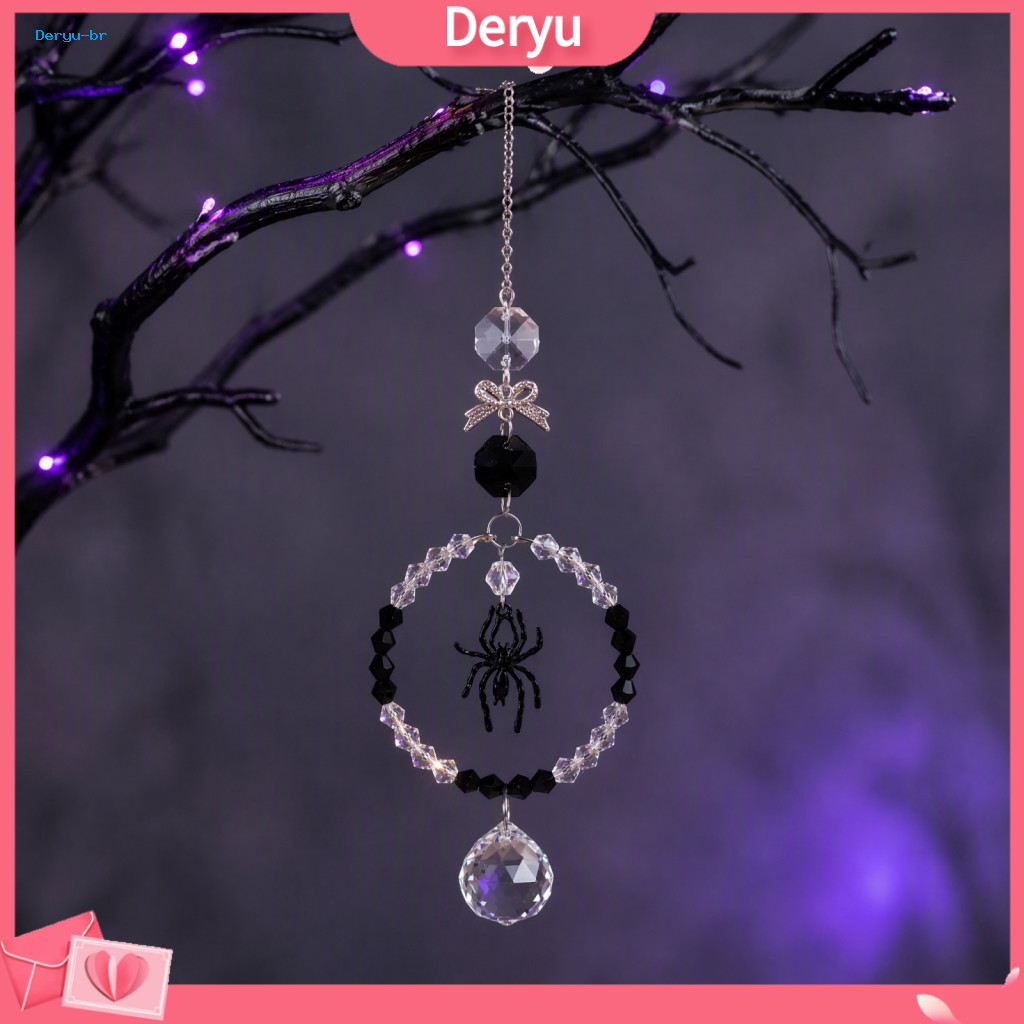 Halloween Spider Ornament for Party Beaded Suncatcher Pendant Glass Charm Sparkling Hanging for Home