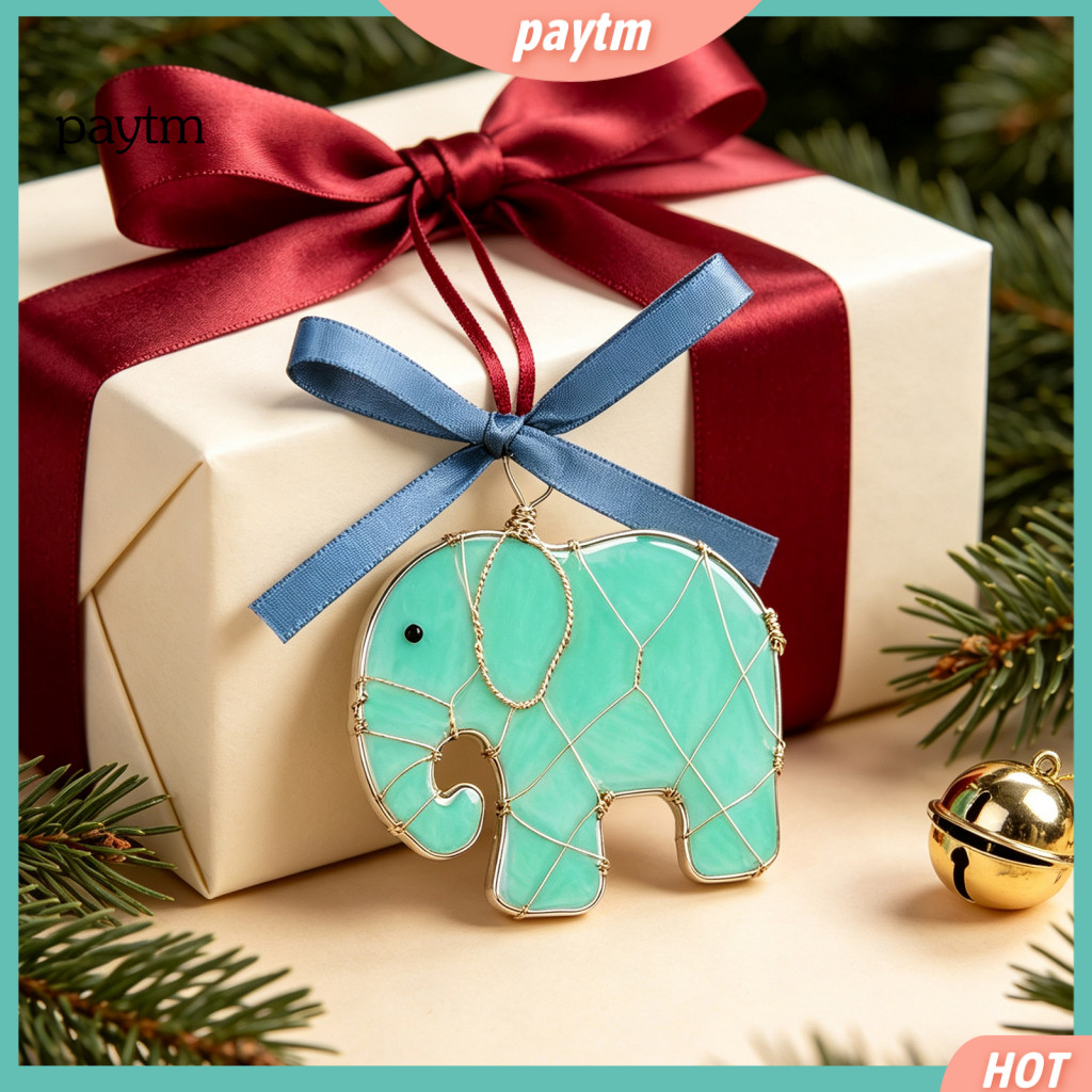 Coastal Christmas Tree Ornament Hanging Pendant Handmade Sea Glass Snowflake Gnome with Bowknot Style Dog Paw Elephant