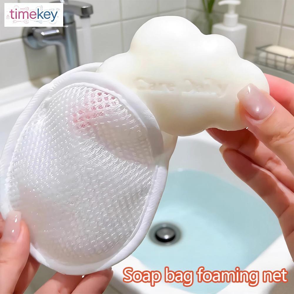 TIK 4 Pçs/Set Dupla Face Poliéster Espuma Sabão Malha Saco Banho Bolha Fabricante Esfoliante Ferramenta De Limpeza Do Ba