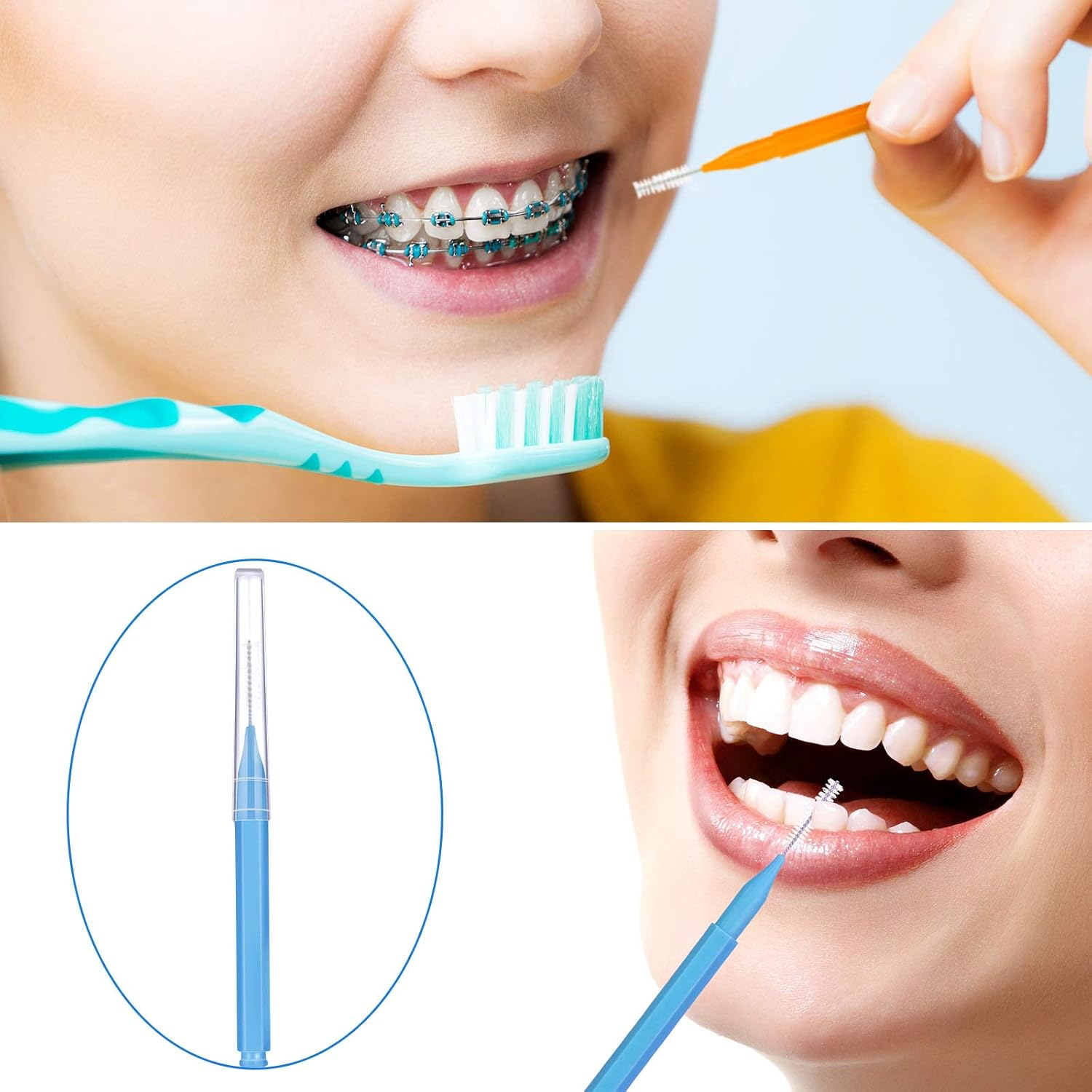 Escova Interdental EasyHonor 60 Pçs/Set Para Limpeza De Aparelhos E Ferramenta De Fio Dental De Higiene Oral