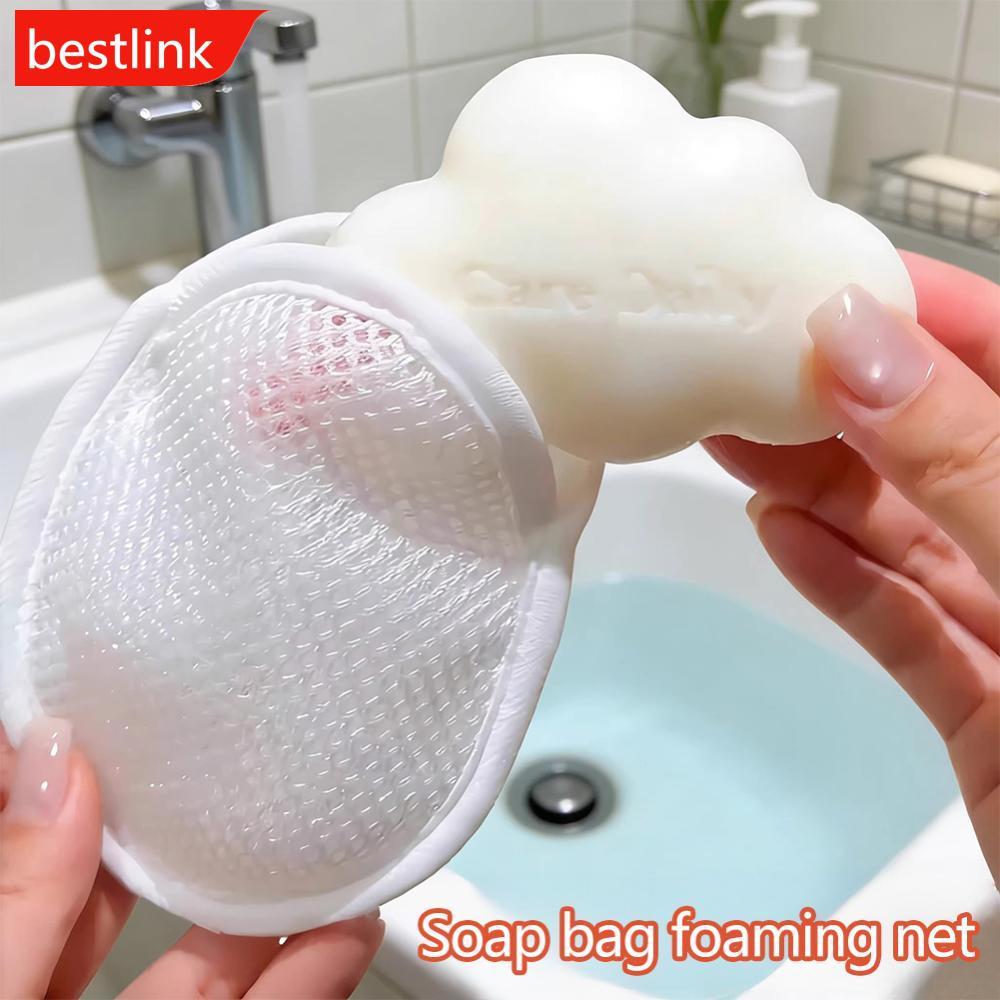 BESTLINK 4 Pçs/Set Dupla Face Poliéster Espuma Sabão Malha Saco Banho Bubble Maker Esfoliante Ferramenta De Limpeza De B
