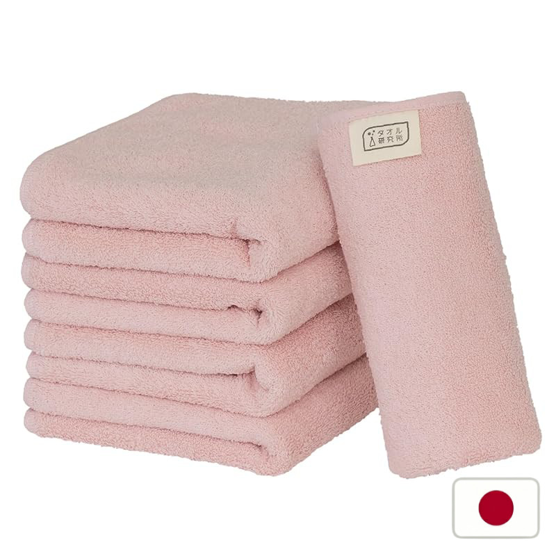 Towel Research Institute [Everyday Simple] #001 Face Towel Rose Pink 5-Piece Set Standard Type Medium Thickness Low Lint