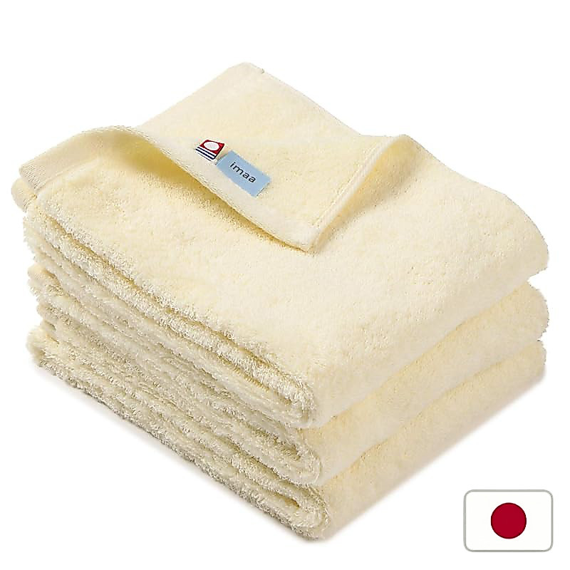 Imabari Towel Certified Face Towel Set of 3 - Soft, Quick-Drying, Highly Absorbent, Made in Japan, BeigeFrom Japan