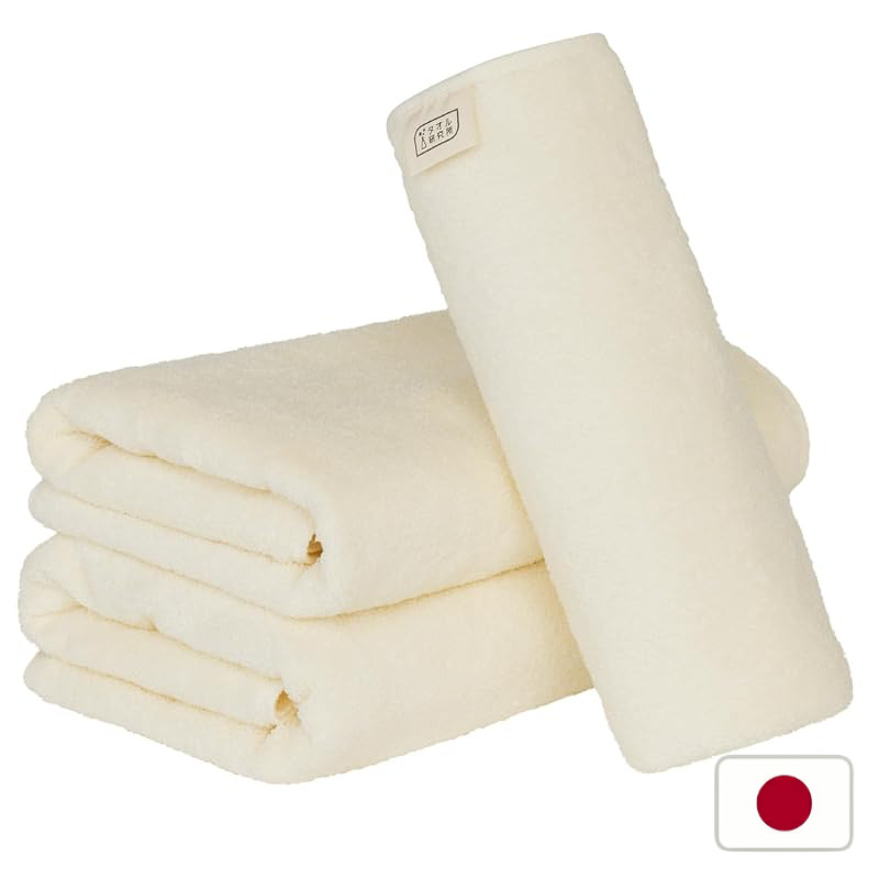 Towel Lab [Everyday Simple] #001 Bath Towel Vanilla White 3-Piece Set Standard Type Medium Thickness Low Lint Fast Absor