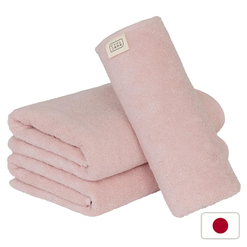 Towel Laboratory [Everyday Simple] #001 Bath Towel Rose Pink 3-Piece Set Standard Type Medium Thickness Low Lint Fast Ab