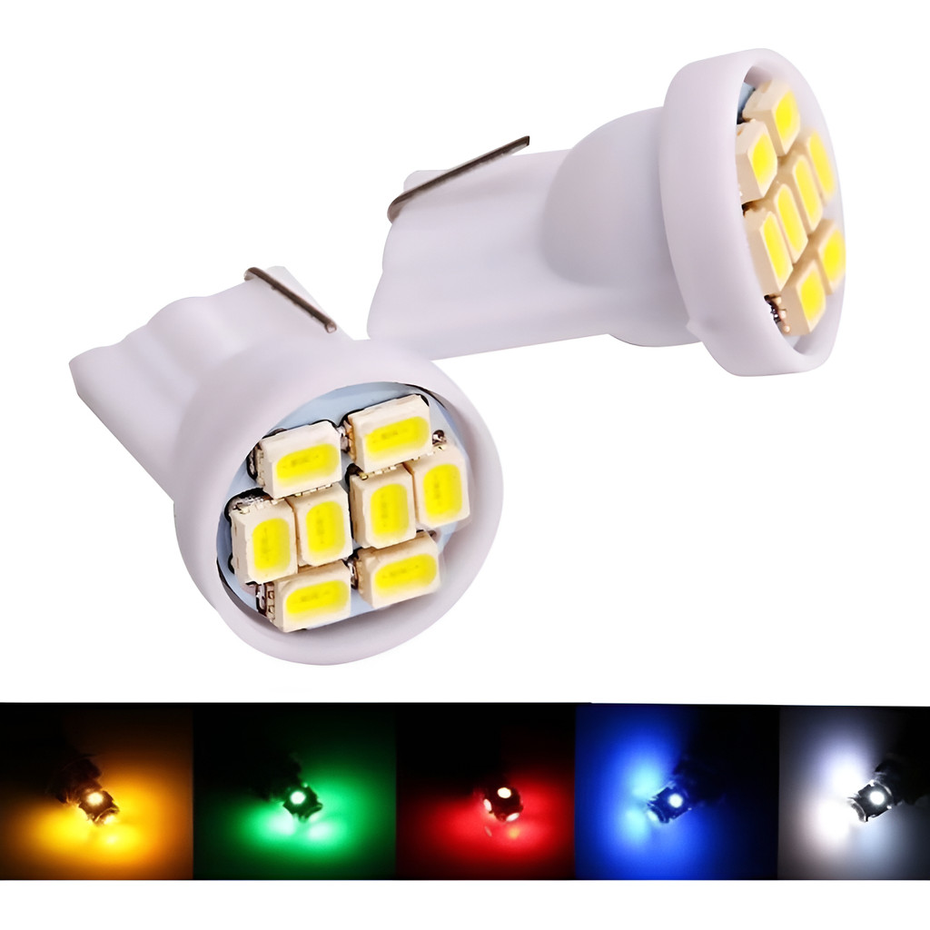 Kit 10 Lâmpadas Pingo T10 W5w 8 Leds Varias Cores