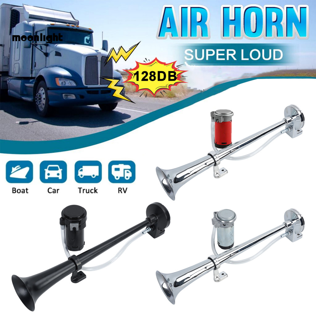 7-inch Single Trumpet Air Horn 12v/24v Zinc Alloy Loud 128db for Cars Trucks Boats – Kit with Compressor Mounting Hard