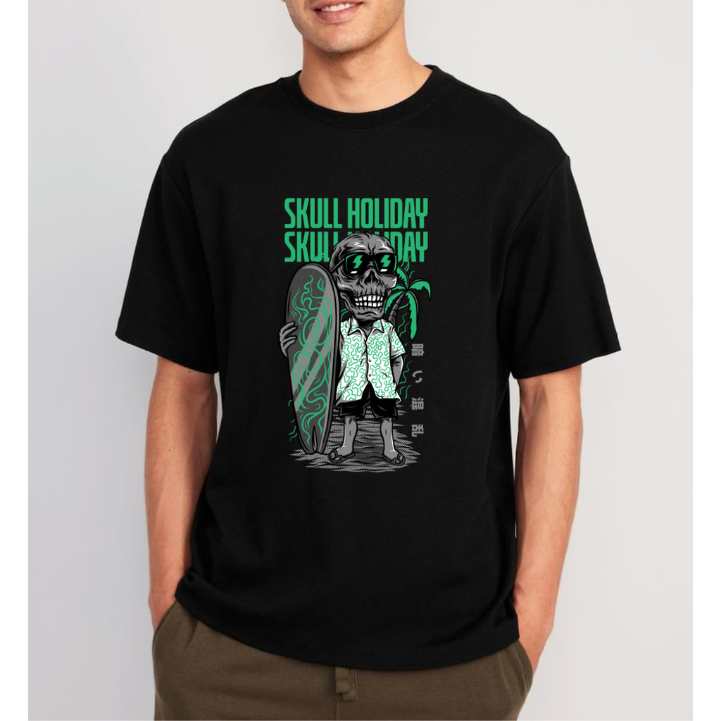 Camiseta Camisa Skull Holiday Surf Caveira Estilo Praia Streetwear