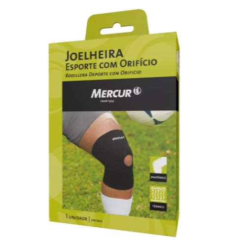 Joelheira De Esporte Elástica Com Orifício Sem Reforço Patelar - Mercur
