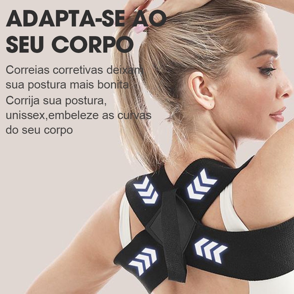 Suporte para as Costas Corretor de Postura - Ajustável com Velcro, Alívio de Dores, Tecido Elástico Unissex