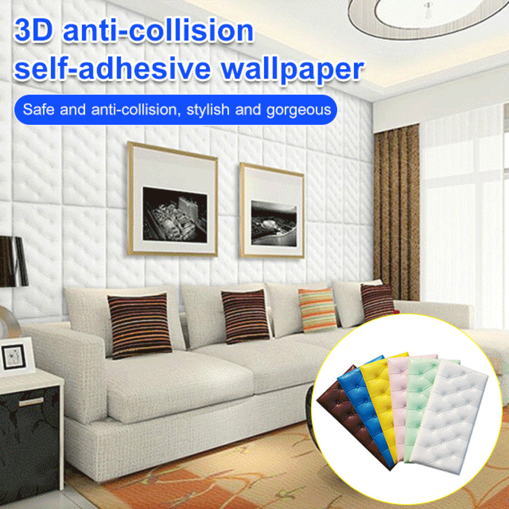 [Durable Material] 3D Anti-Collision Self-Adhesive Wallpaper Bedroom Bedside Background Wall Decorative Sticker 3D Wall
