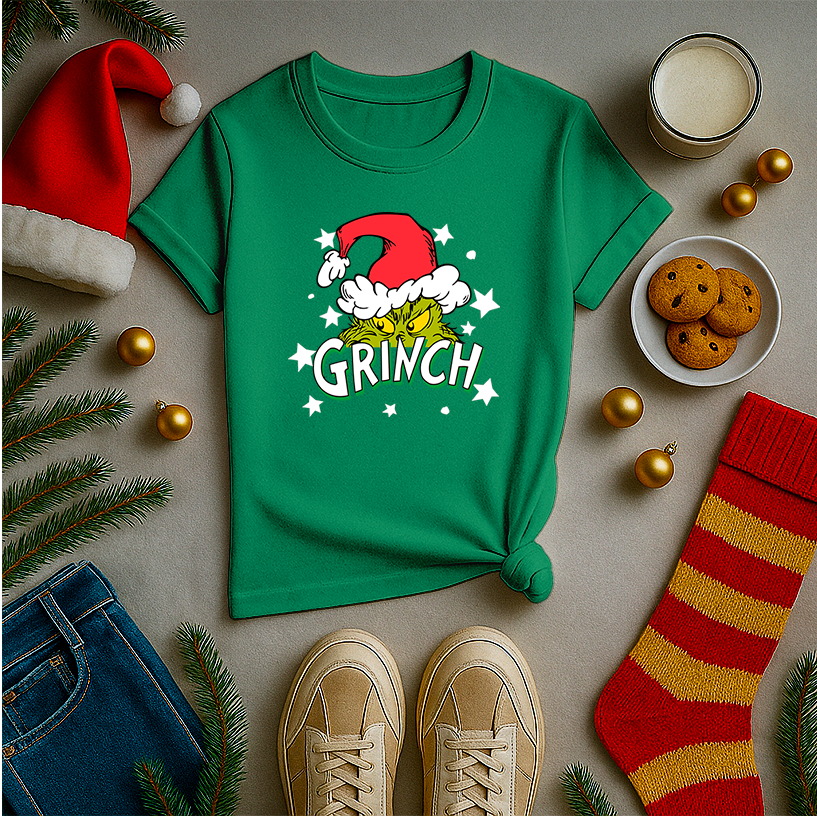Camiseta Adulto e Infantil Unissex Para o Natal Excelente Qualidade Estampa Grinch
