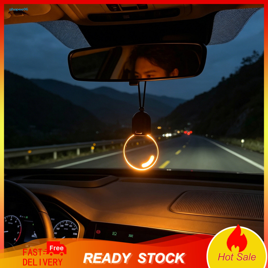 Car Pendant Soft Orange Light Charm Bulb with Motion Sensor Rechargeable Retro Rearview Mirror Hanging Decoration Warm G