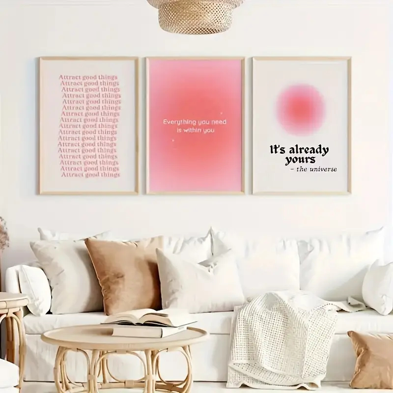 Quadro Decorativo 3 peças It´s Already Yours Aura Feminino Decoração sala quarto