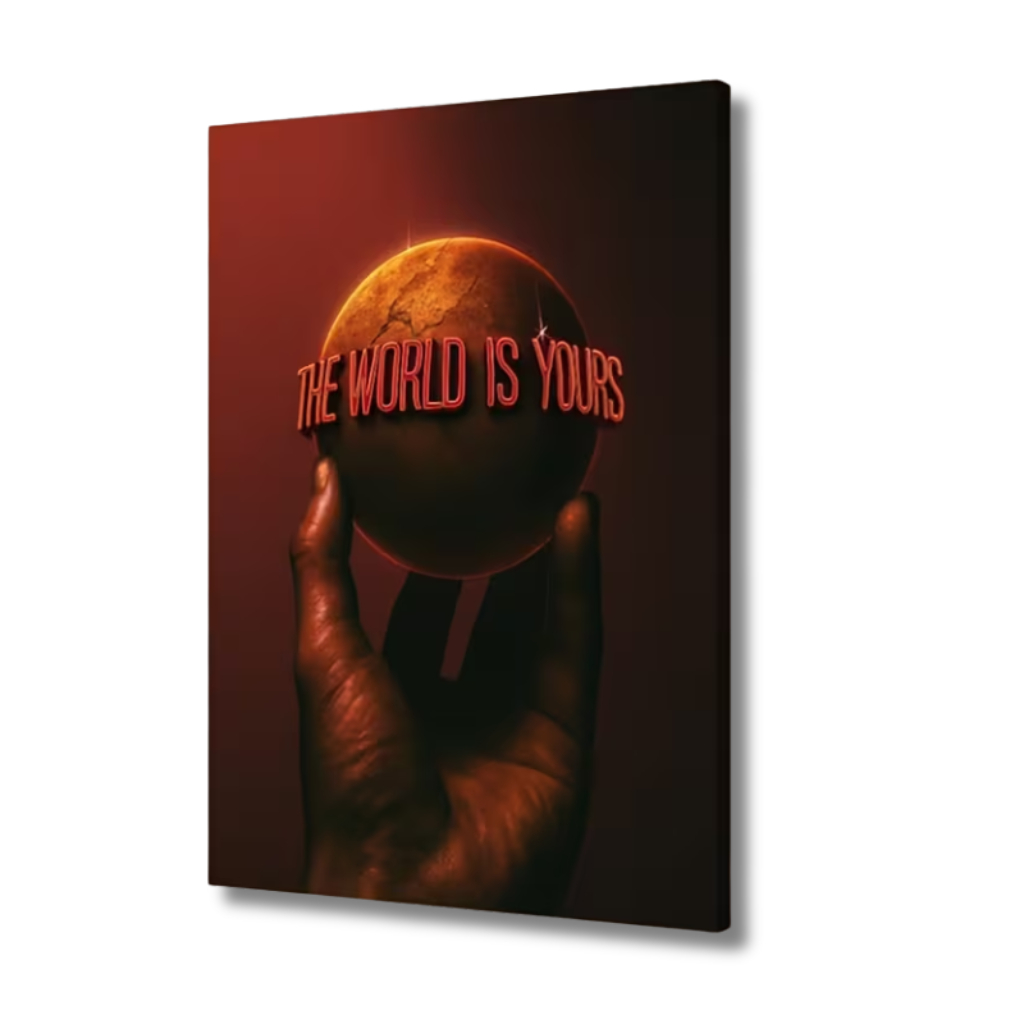 Quadro Decorativo The World Is Yours Scarface tony Montana - Decoração de Alto Padrão - MDF Premium