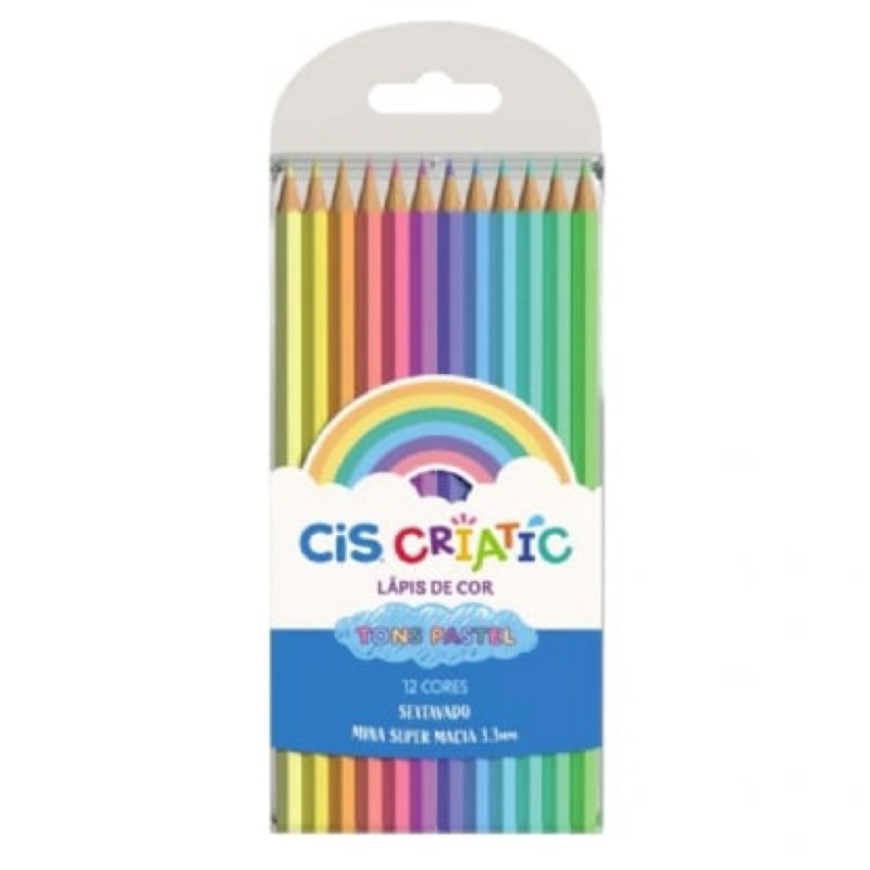 Lápis Sextavado Criatic - 12 Cores - Tons Pasteis