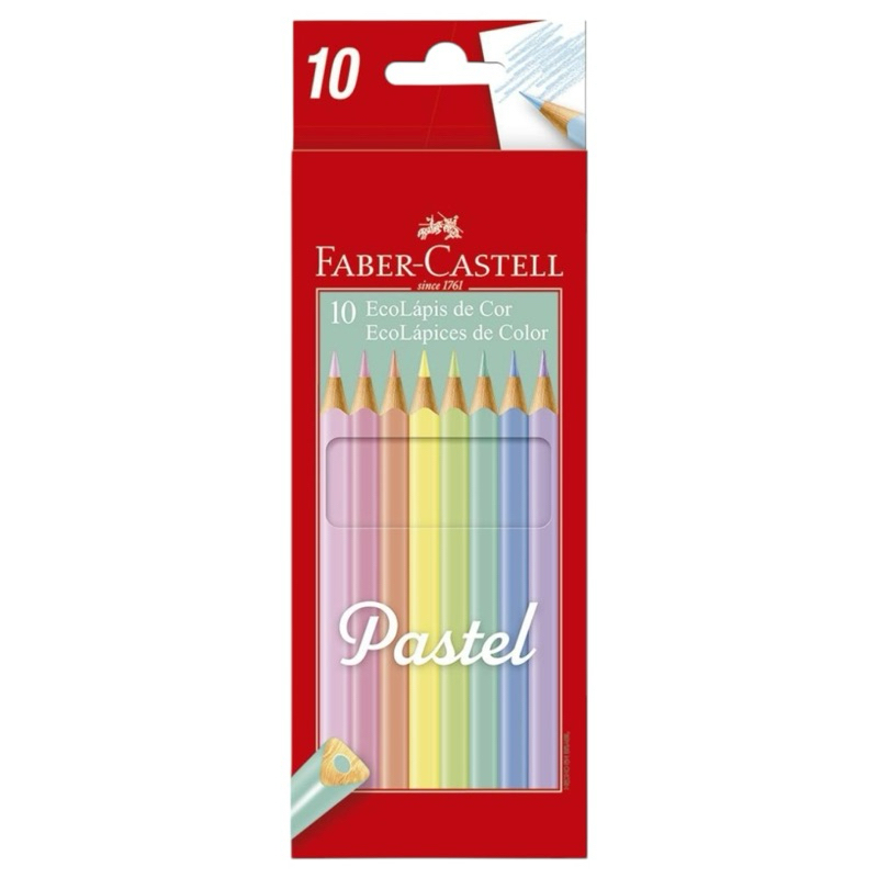 Lápis de Cor Triangular EcoLápis Pastel 10 Cores Faber-Castell CX 1 UN