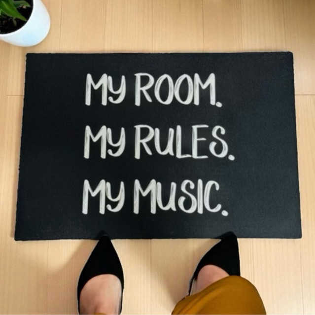 Tapete capacho para porta - My room my rules my music