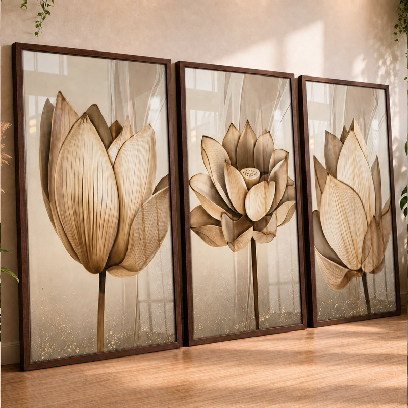 Quadros Decorativos Mdf Flores Ton Cobre Gold Folhas Moldura Para Quarto Sala Escritório Promoção
