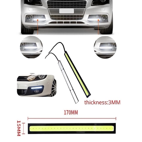 Unidade DRL Farol Auxiliar Luz Diurna Barra de Led Cob