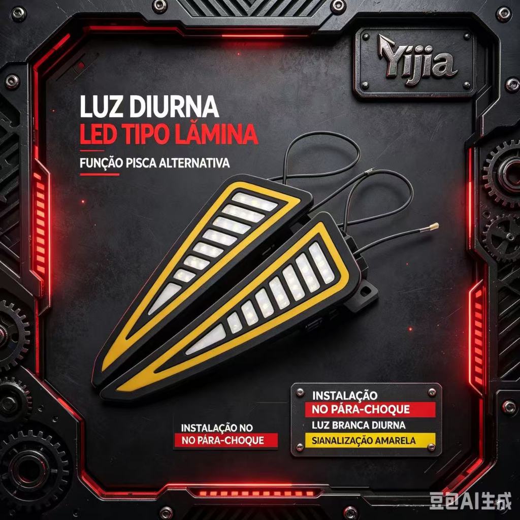 Par de Luz LED DRL COB Universal 12V: Luz Diurna + Seta, Borracha, À Prova D'água e Fácil Instalação!