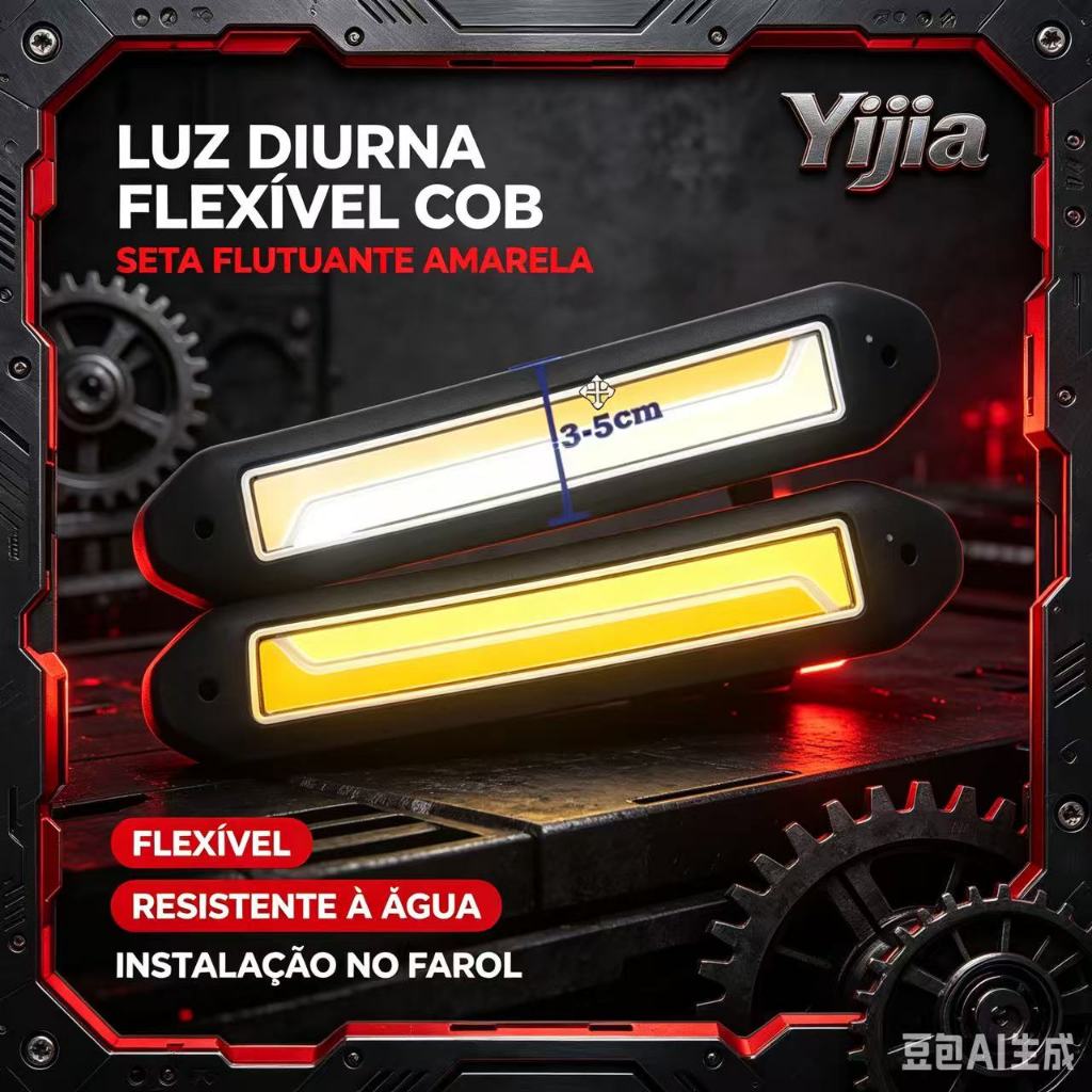 Kit 2 Barra Led Cob Flexível Drl 2x1 Super Branca Com Seta Xenon